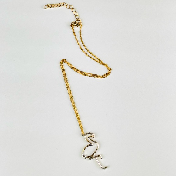 🔴🔴 NEW Pink Flamingo Rhinestone Necklace Chain Necklace Pink - Picture 8 of 13
